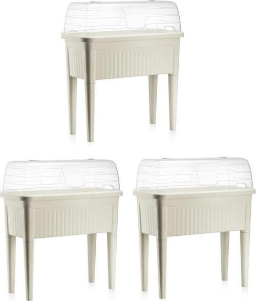 SO-ABS3 Fanuslu Ayaklı Bahçe Yetiştirme Saksı 60 lt Kirli Beyaz 3 Adet