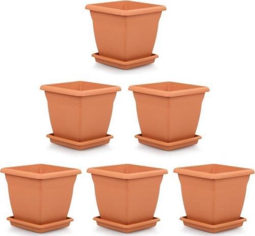 SO-VK02 Villa Kare Tabaklı Saksı Takımı 9 lt Kiremit 6 Adet