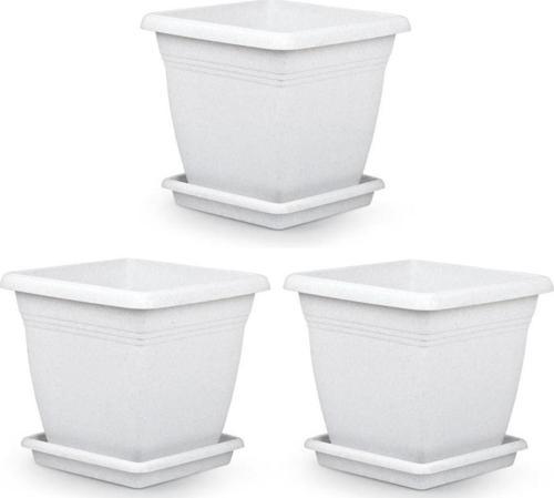 SO-VK06 Villa Kare Tabaklı Saksı Takımı 110 lt Kirli Beyaz 3 Adet