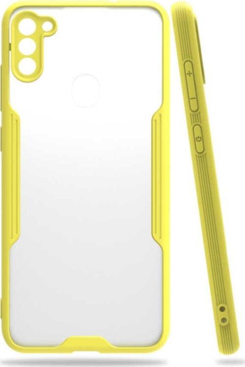 Galaxy A11 Renkli Kenar Perfe Tpu Silikon Kılıf Sarı