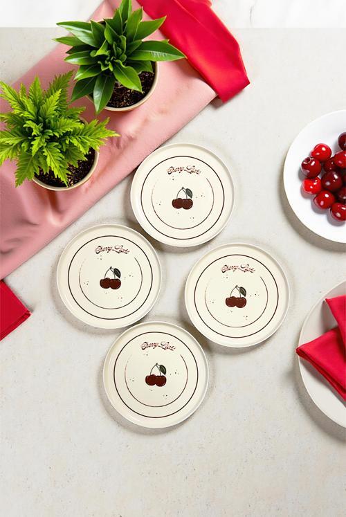 Cherry Light Porselen 4'lü Pasta Tabağı 21cm