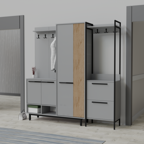 Plaza Lux Portmanto Askılıklı Modern Vestiyer  Takımı