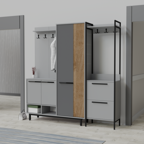Plaza Lux Portmanto Askılıklı Modern Vestiyer  Takımı