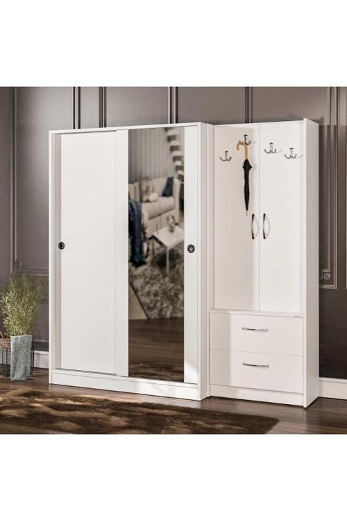 vm-300348 BEYAZ VESTİYER PORTMANTO AYAKKABILIK