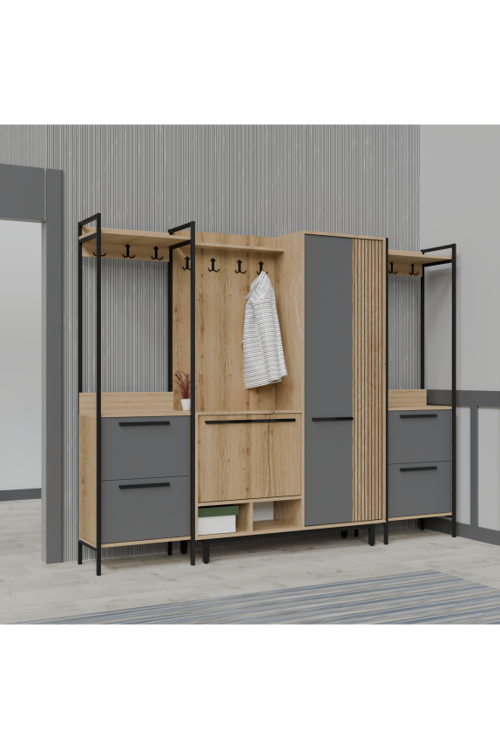 X-Plaza Lux Portmanto Askılıklı Modern Vestiyer  Takımı