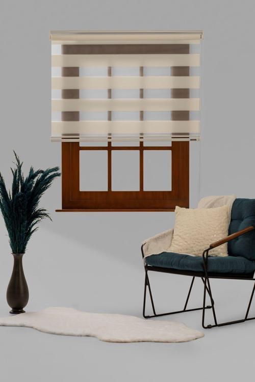 Beyaz Mikro Plise Stor Zebra Perde Balkon Perdesi, Oturma Odası Perdesi (Dayanıklı Alüminyum Kasa)