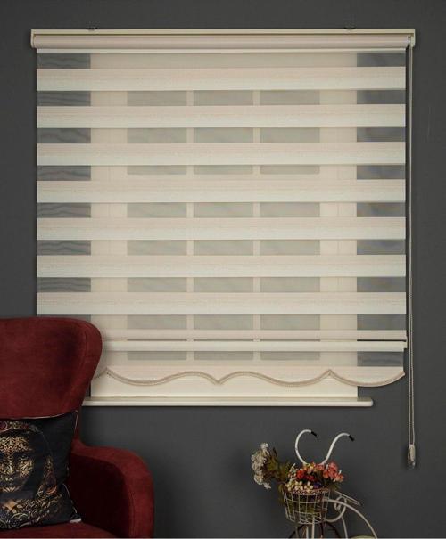 Sarı Simli Stor Zebra Perde Oturma Odası Perdesi, Mutfak Perdesi Alüminyum Dayanıklı Kasa)