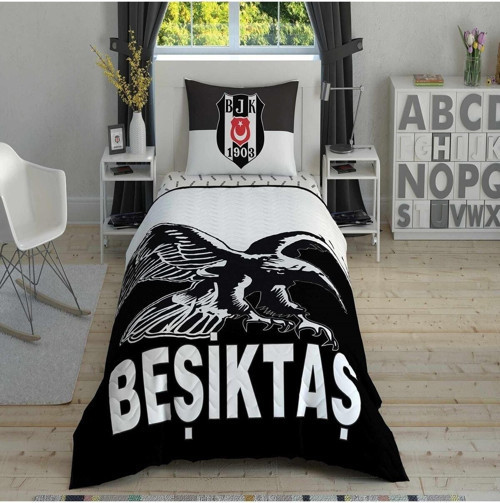 Beşiktaş Kartal Tek Kişilik Kapitoneli Nevresim Takımı Complete Set