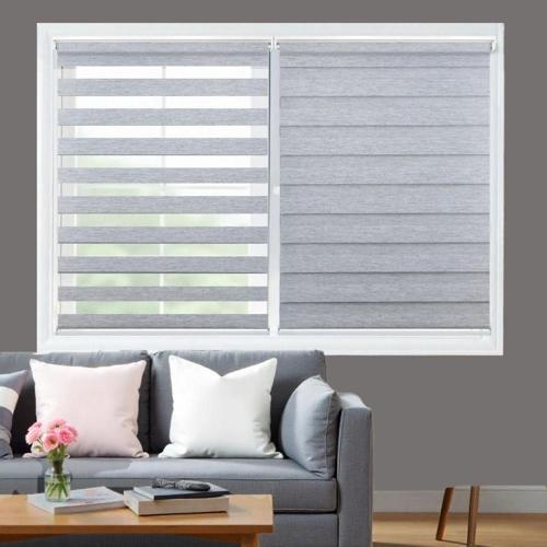 Gri Bambu Stor Zebra Perde Balkon Perdesi, Oturma Odası Perdesi (Dayanıklı Alüminyum Kasa)