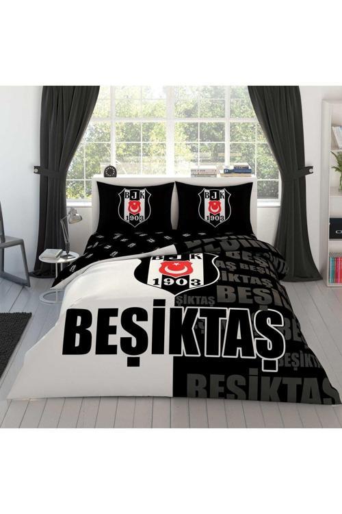 Lisanslı Beşiktaş Parçali Logo Çift Kişilik Pamuk Nevresim Takımı