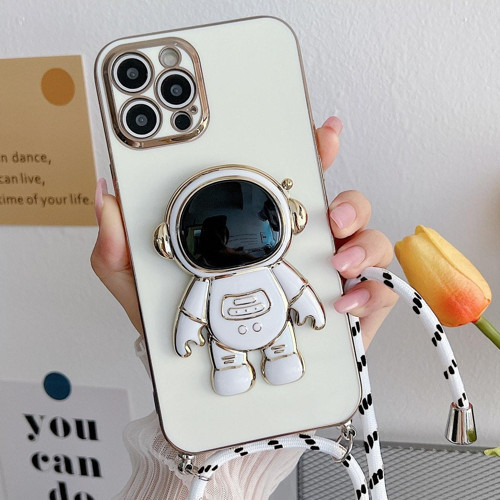 Xiaomi Redmi 10 ile Uyumlu Ipli Boyun Askılı Astronot Figürlü Silikon Kılıf Pastel Renkli Kılıf
