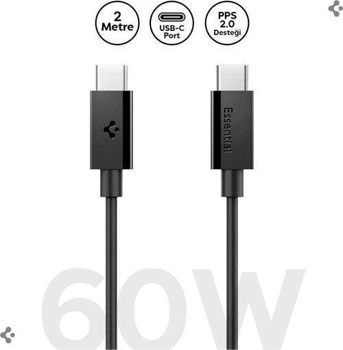 Essential 2M USB-C to USB-C 60W Kablo ACA08720 Siyah