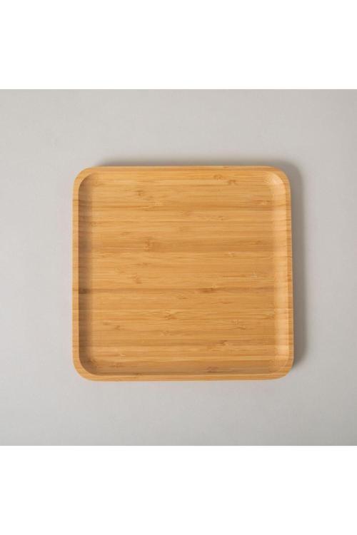 Doğal Bambu Kare Servis Tabağı 20X20 Cm Naturel