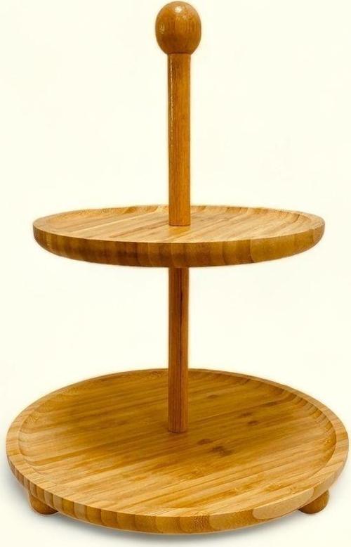 Bambu Dekoratif 2 Katlı Sunumluk&Şekerlik