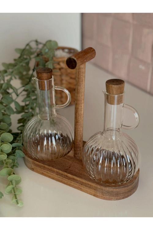 Akasya Kapaklı & Standlı Yağdanlık Seti 2X300 Ml