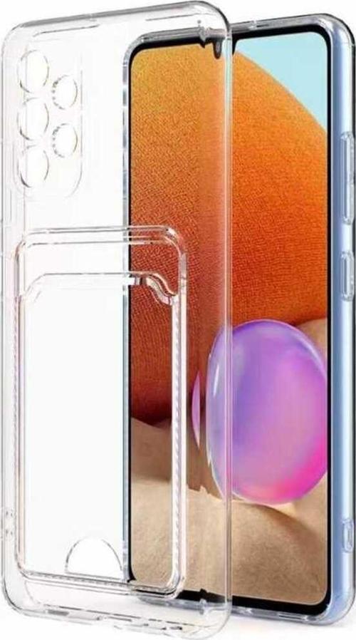 Galaxy A52 ile uyumlu Kılıf Şeffaf ve Pürüzsüz Kartlıklı Şeffaf Z-Setra Clear Silikon Kapak