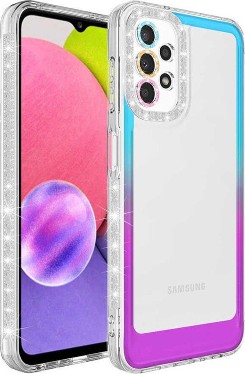 Galaxy A52 Ile Uyumlu Kılıf Taşlı Ve Renk Geçiş Tasarımlı Lens Korumalı Park Kapak