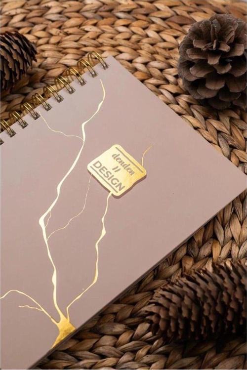 Mermer Bej 17X24 Çizgili Defter