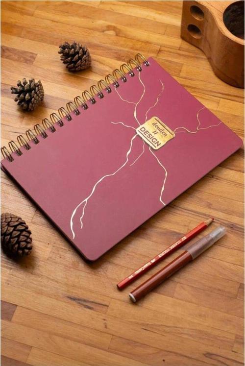 Mermer Kırmızı 17X24 Çizgili Defter