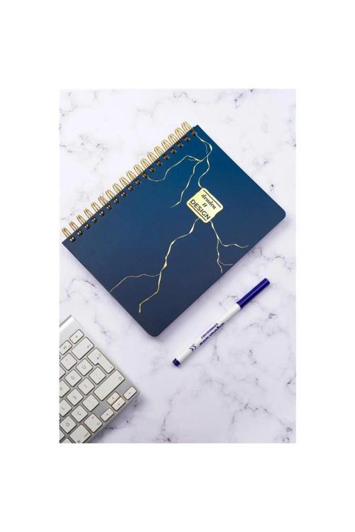 Mermer Lacivert 17X24 Çizgili Defter