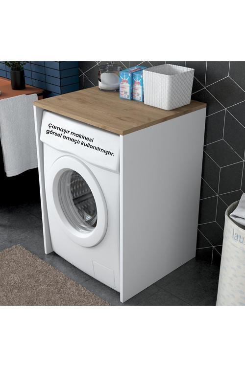 Rani Kd103 Çamaşır - Kurutma Makinesi Dolabı Kapaksız Beyaz - Sepet Ceviz