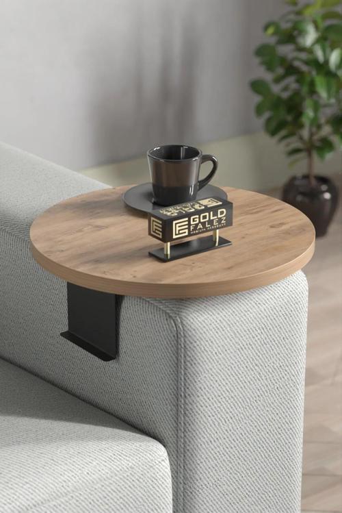 Yan Sehpa Ayarlanabilir Tepsi Dekoratif Modern Tepsi Atlantik Çam(2 Adet)