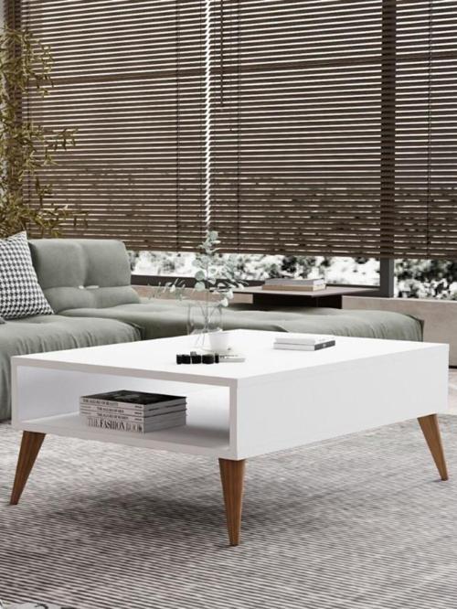 Orta Sehpa Masa Salon Sehpası Lüx Model 90X50X33 Beyaz 90x50 cm