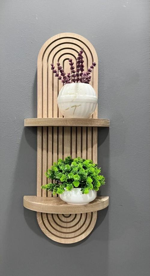 Home Semplice Meşe Dekoratif Duvar Rafı 54X16 Cm