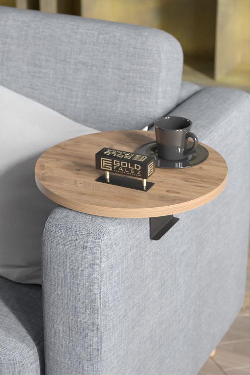 Yan Sehpa Ayarlanabilir Tepsi Dekoratif Modern Tepsi Atlantik Çam