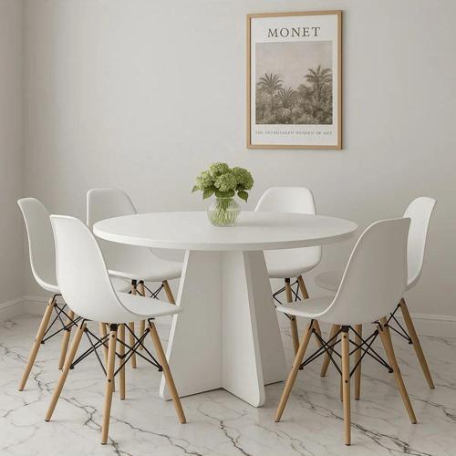 Yuvarlak Modern Dekoratif Yemek Masası Mutfak Masası-Dekoratif-Organizer Masa Gri Renk