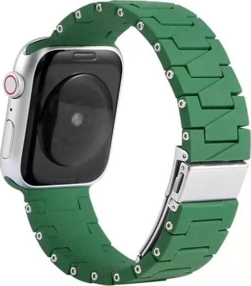 Watch 6 Ile Uyumlu Metal Görünümlü Çapraz Silikon Kayış 42-44mm Dalliance Kordon Koyu Yeşil