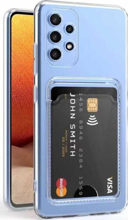 Galaxy A73 ile uyumlu Kılıf Şeffaf ve Pürüzsüz Kartlıklı Şeffaf Z-Setra Clear Silikon Kapak