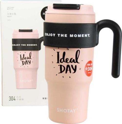 ST-8917 Çift Kullanım Pipetli/Rahat İçim Pembe 1000ml Çelik Matara