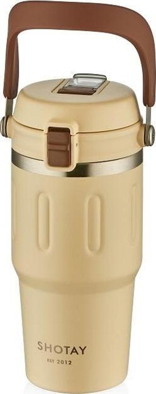 ST-8166 Çift Kullanım Pipetli/Rahat İçim Beyaz 650ml Çelik Termos