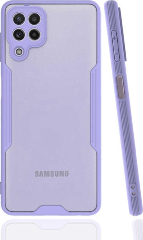 Galaxy M22 Kılıf Renkli Kenar Perfe Tpu Silikon Mor