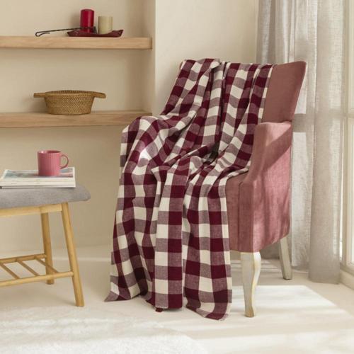 Flanel Throw Tv Battaniyesi Vişne