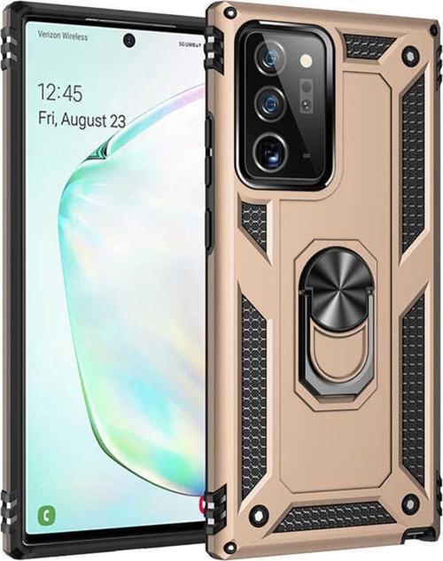 Galaxy Note 20 Ultra Kılıf Ile Uyumlu Kılıf Shockprof Yüzük Tutuculu Vega Gold
