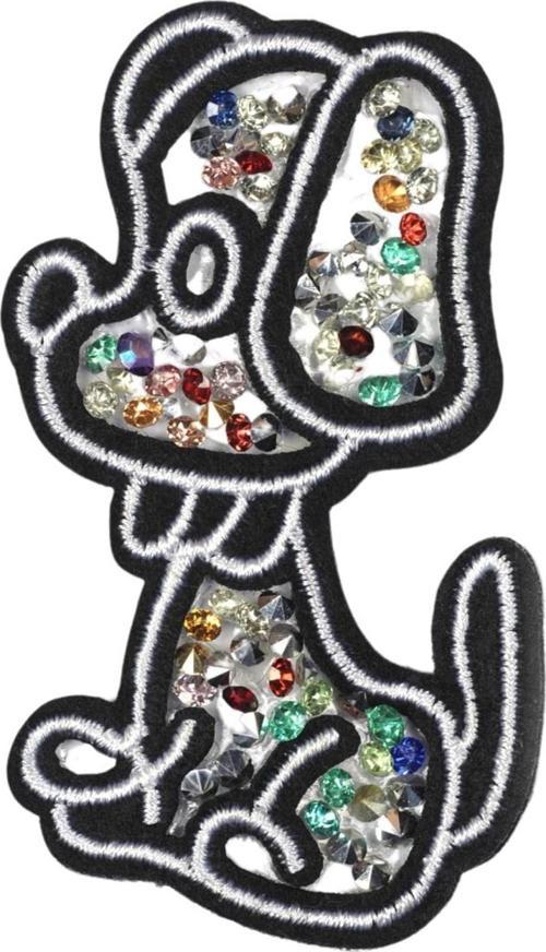 Aplike Ütü İle Yapışan Taşlı Sevimli Köpek Arma 3x5 cm