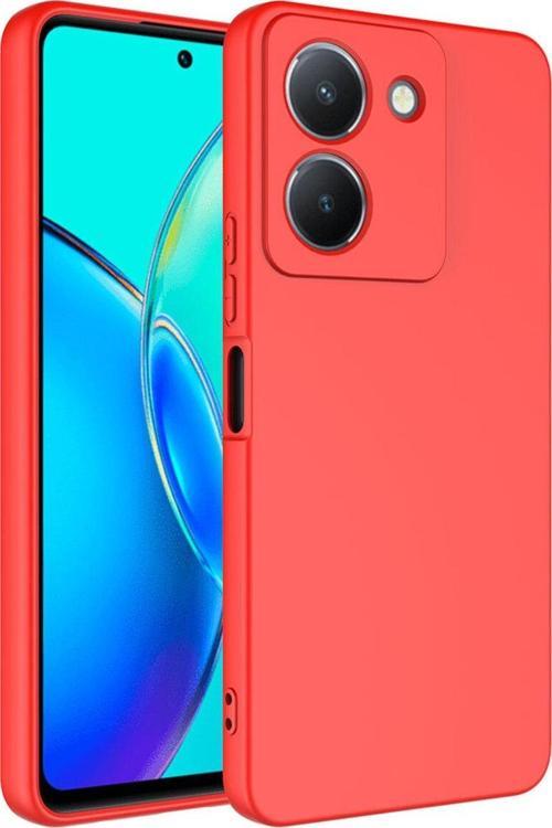 Vivo Y36 4G ile Uyumlu Kılıf Kadife Iç Yüzey Silikon Z-Mara Lansman Vieri Kılıf Kırmızı