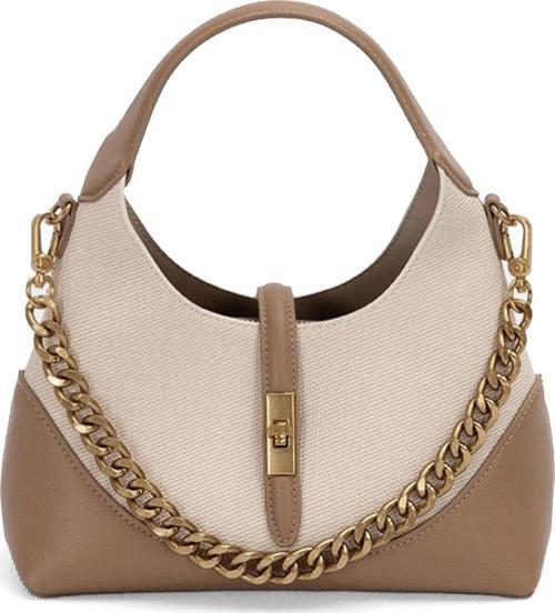 930409 Kadın Gold Zincir Aksesuarlı El Çantası Vizon