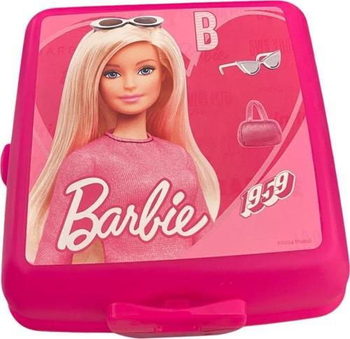 Barbie Beslenme Kutusu Pembe 4 Bölmeli Kız Figürlü 1 Adet Yemek Saklama Kabı Pembe Beslenme Çantası