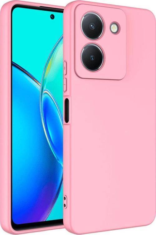 Vivo Y36 4G ile Uyumlu Kılıf Kadife Iç Yüzey Silikon Z-Mara Lansman Vieri Kılıf Pembe