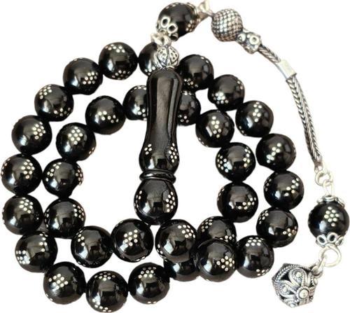 Ali Kaya Usta Gümüş İşlemeli Oltu Taşı Tesbih Lt1122