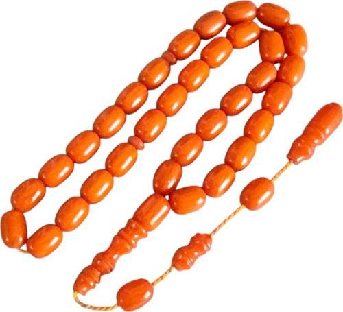 Turuncu Renkli Sıkma Kehribar Tesbih Lt1307