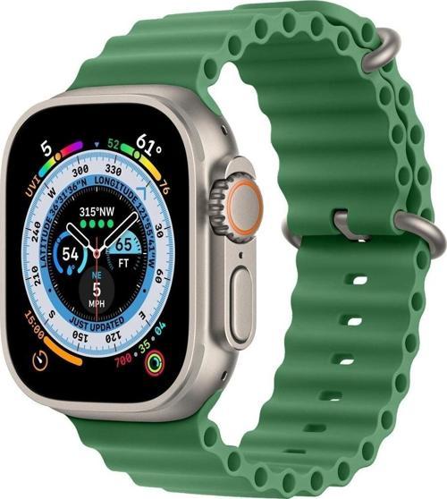Watch 7 Ile Uyumlu Okyanus Quintessential 41 Mm Kabartmalı Metal Tokalı Kordon Yeşil