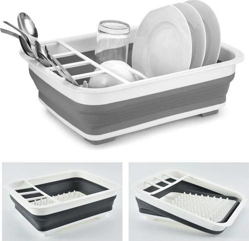 Tezgah Üstü Kaşık Bölmeli Katlanır Bulaşık Kurutmalık