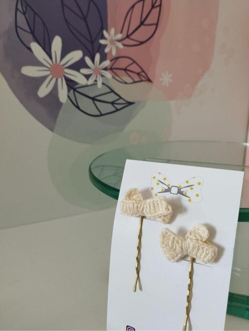 Örgü Fiyonk Tel Toka - Krem - Organik & El Yapımı