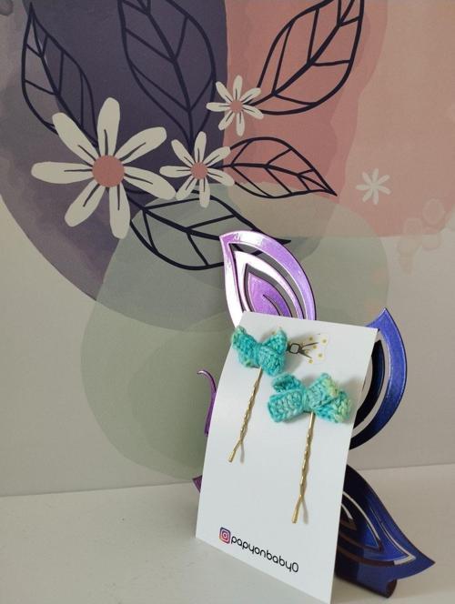 Örgü Fiyonk Tel Toka - Mavi - Organik & El Yapımı