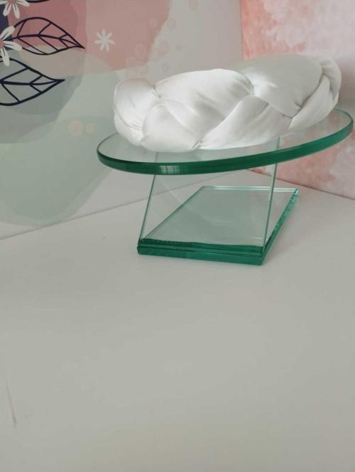 Saten Örgü Taç - Beyaz - Organik & El Yapımı