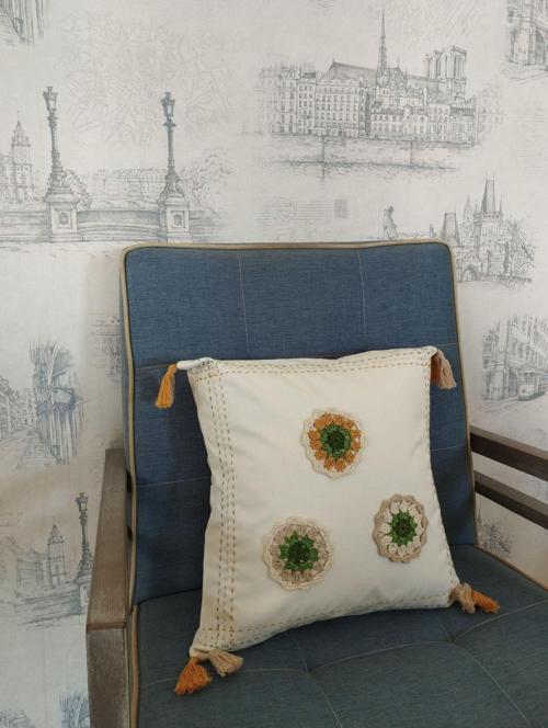 Örgü Motifli Yastık - Çok Renkli - Organik & El Yapımı